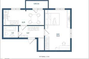 1-к квартира, сданный дом, 42м2, 4/4 этаж