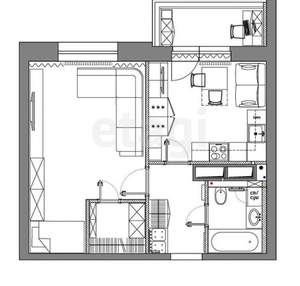 1-к квартира, вторичка, 43м2, 12/13 этаж