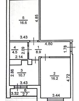 2-к квартира, вторичка, 57м2, 11/14 этаж