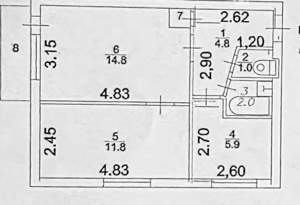 2-к квартира, вторичка, 41м2, 2/5 этаж
