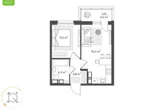 1-к квартира, вторичка, 40м2, 13/17 этаж