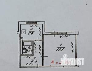 1-к квартира, вторичка, 35м2, 1/5 этаж