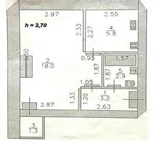 1-к квартира, вторичка, 31м2, 1/2 этаж