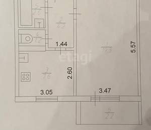 1-к квартира, вторичка, 37м2, 2/9 этаж