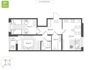 2-к квартира, вторичка, 69м2, 2/10 этаж