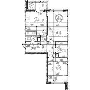2-к квартира, вторичка, 59м2, 12/16 этаж