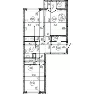 2-к квартира, вторичка, 65м2, 3/16 этаж