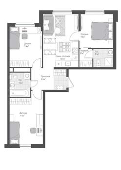 3-к квартира, вторичка, 68м2, 2/10 этаж