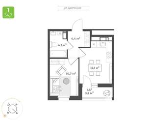 1-к квартира, вторичка, 35м2, 9/16 этаж
