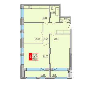 3-к квартира, вторичка, 117м2, 1/8 этаж