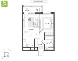 1-к квартира, строящийся дом, 40м2, 8/17 этаж