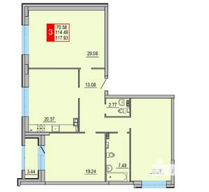 3-к квартира, вторичка, 118м2, 2/8 этаж