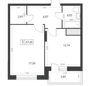 1-к квартира, вторичка, 47м2, 10/16 этаж