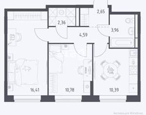 2-к квартира, вторичка, 41м2, 4/4 этаж