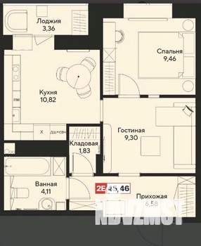 2-к квартира, вторичка, 45м2, 9/22 этаж