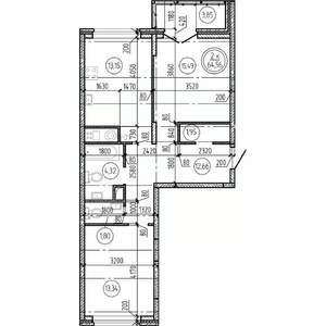 2-к квартира, вторичка, 65м2, 4/16 этаж