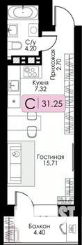 1-к квартира, вторичка, 31м2, 8/17 этаж