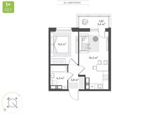 1-к квартира, строящийся дом, 40м2, 13/17 этаж