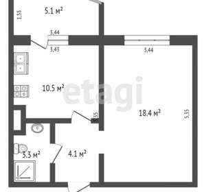 1-к квартира, вторичка, 42м2, 8/16 этаж