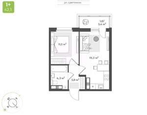 1-к квартира, вторичка, 40м2, 14/16 этаж