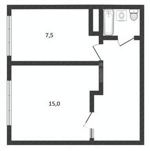 1-к квартира, вторичка, 32м2, 2/2 этаж