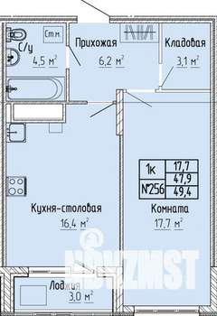 1-к квартира, строящийся дом, 49м2, 2/10 этаж