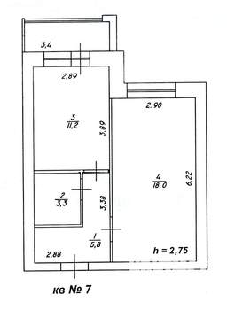 1-к квартира, вторичка, 42м2, 2/5 этаж