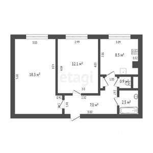 2-к квартира, вторичка, 50м2, 9/10 этаж
