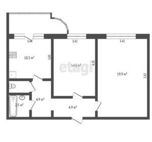 2-к квартира, вторичка, 72м2, 2/10 этаж