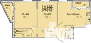 2-к квартира, строящийся дом, 71м2, 2/10 этаж