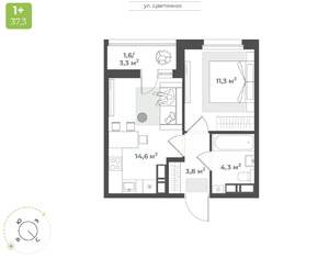 1-к квартира, строящийся дом, 36м2, 15/17 этаж
