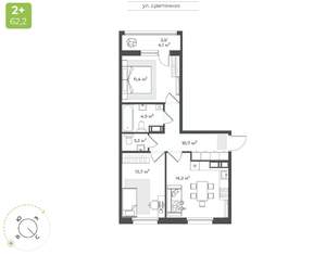 2-к квартира, строящийся дом, 60м2, 2/17 этаж