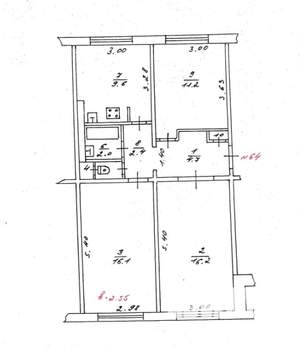 3-к квартира, вторичка, 64м2, 1/5 этаж