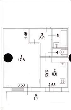 1-к квартира, вторичка, 33м2, 3/6 этаж