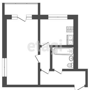 1-к квартира, вторичка, 32м2, 2/5 этаж