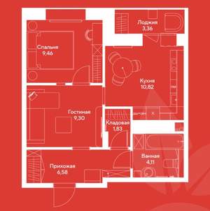 2-к квартира, вторичка, 46м2, 9/22 этаж