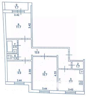 3-к квартира, вторичка, 67м2, 3/9 этаж