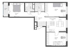 3-к квартира, вторичка, 71м2, 8/10 этаж