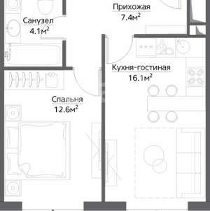 1-к квартира, вторичка, 45м2, 13/16 этаж