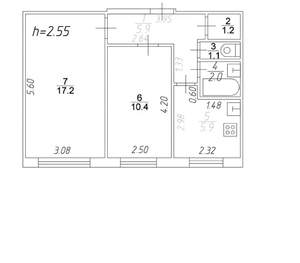 2-к квартира, вторичка, 44м2, 1/5 этаж