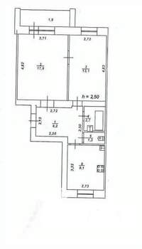 2-к квартира, вторичка, 52м2, 1/5 этаж