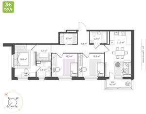 3-к квартира, вторичка, 90м2, 8/10 этаж