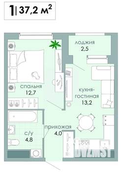 1-к квартира, вторичка, 37м2, 5/12 этаж