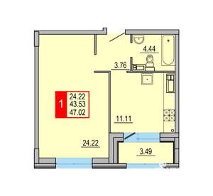 1-к квартира, вторичка, 47м2, 8/8 этаж
