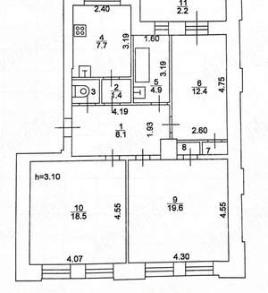 3-к квартира, вторичка, 78м2, 4/4 этаж