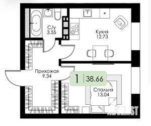 1-к квартира, вторичка, 39м2, 2/4 этаж