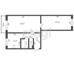2-к квартира, вторичка, 45м2, 4/5 этаж