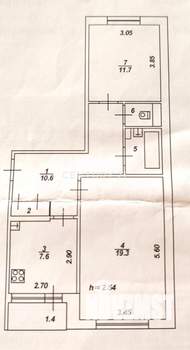 2-к квартира, вторичка, 53м2, 2/5 этаж