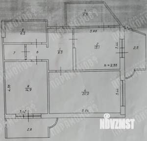 2-к квартира, вторичка, 76м2, 1/10 этаж