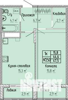 1-к квартира, строящийся дом, 48м2, 7/10 этаж